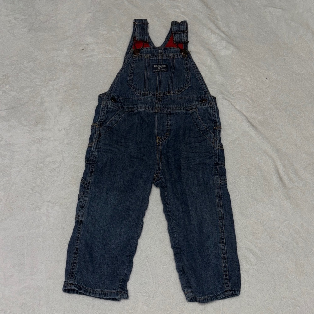 OshKosh B'gosh 18 month Denim Overalls with Red Accents